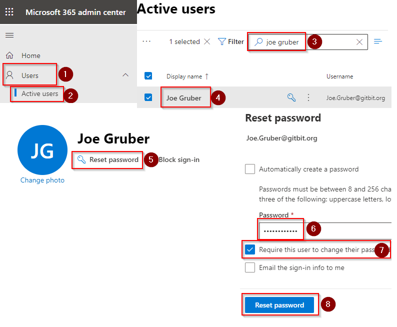 Reset a user's password